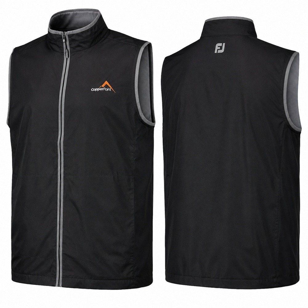 FootJoy Mens XL Black CopperPoint Full Zip Golf Vest Mock Neck FJ 25274